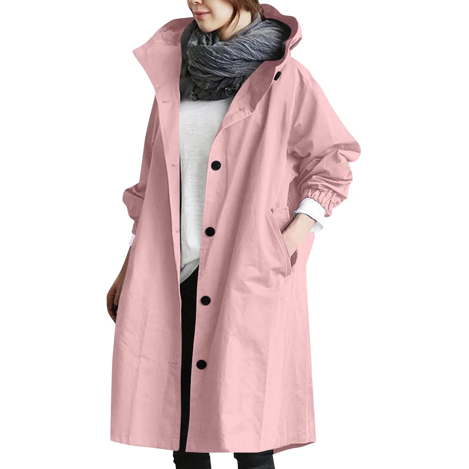 Gabardina Sienna de Hermosa: gabardina larga con capucha y corte holgado