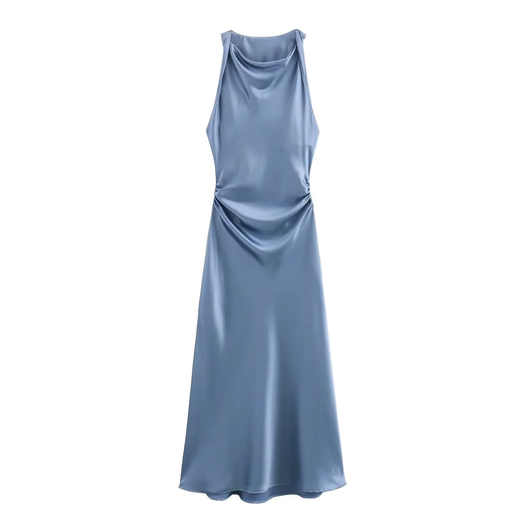 Vestido Selene — Satén Midi de Tirantes