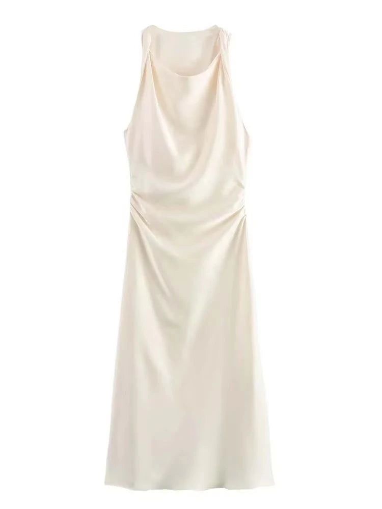 Vestido Selene — Satén Midi de Tirantes