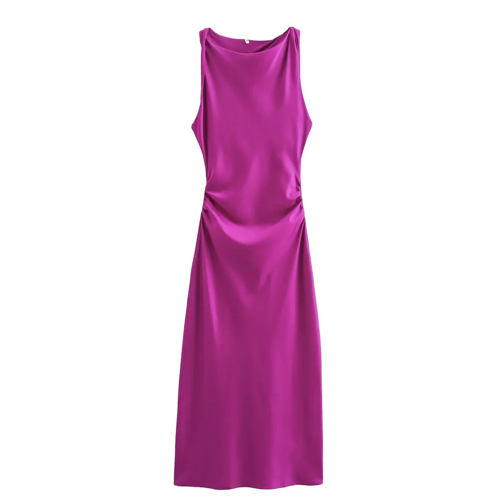 Vestido Selene — Satén Midi de Tirantes