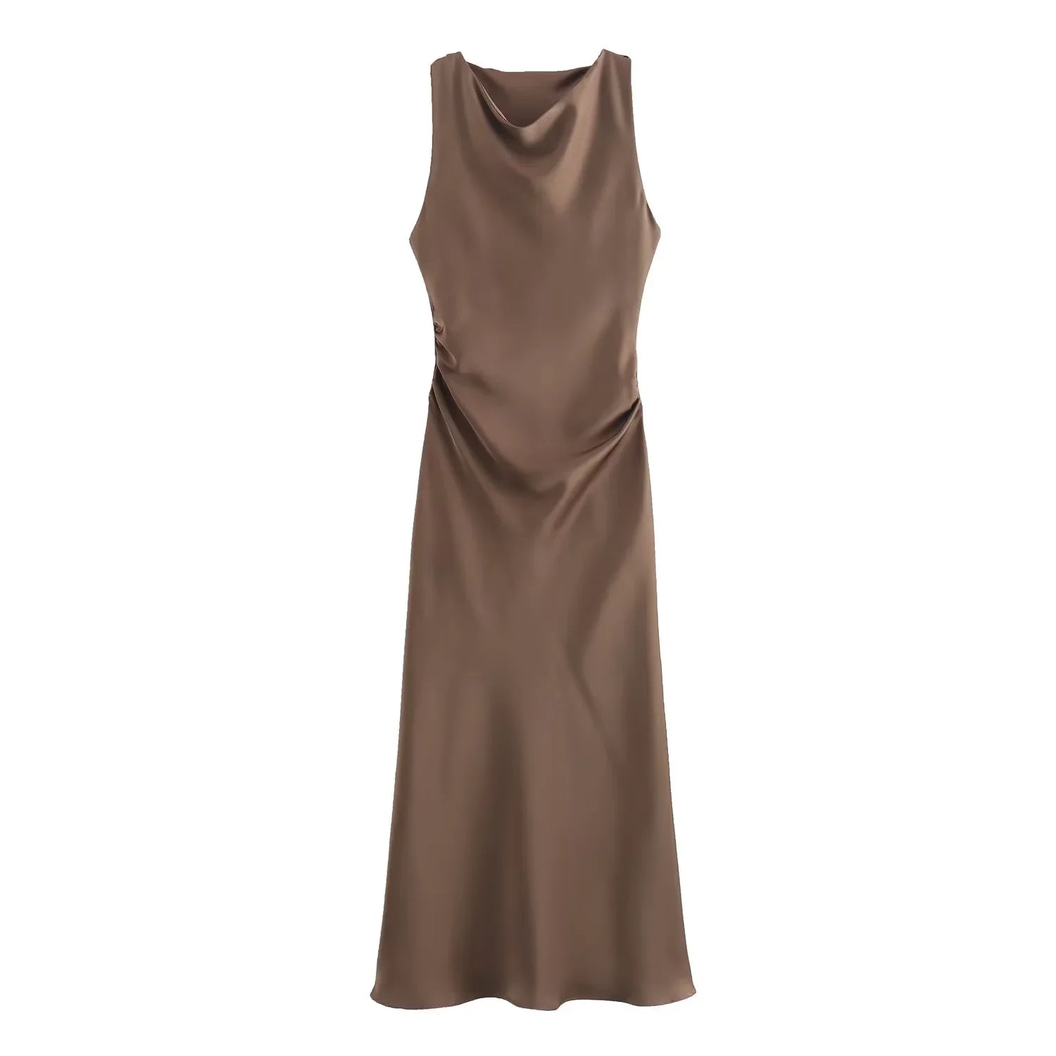 Vestido Selene — Satén Midi de Tirantes