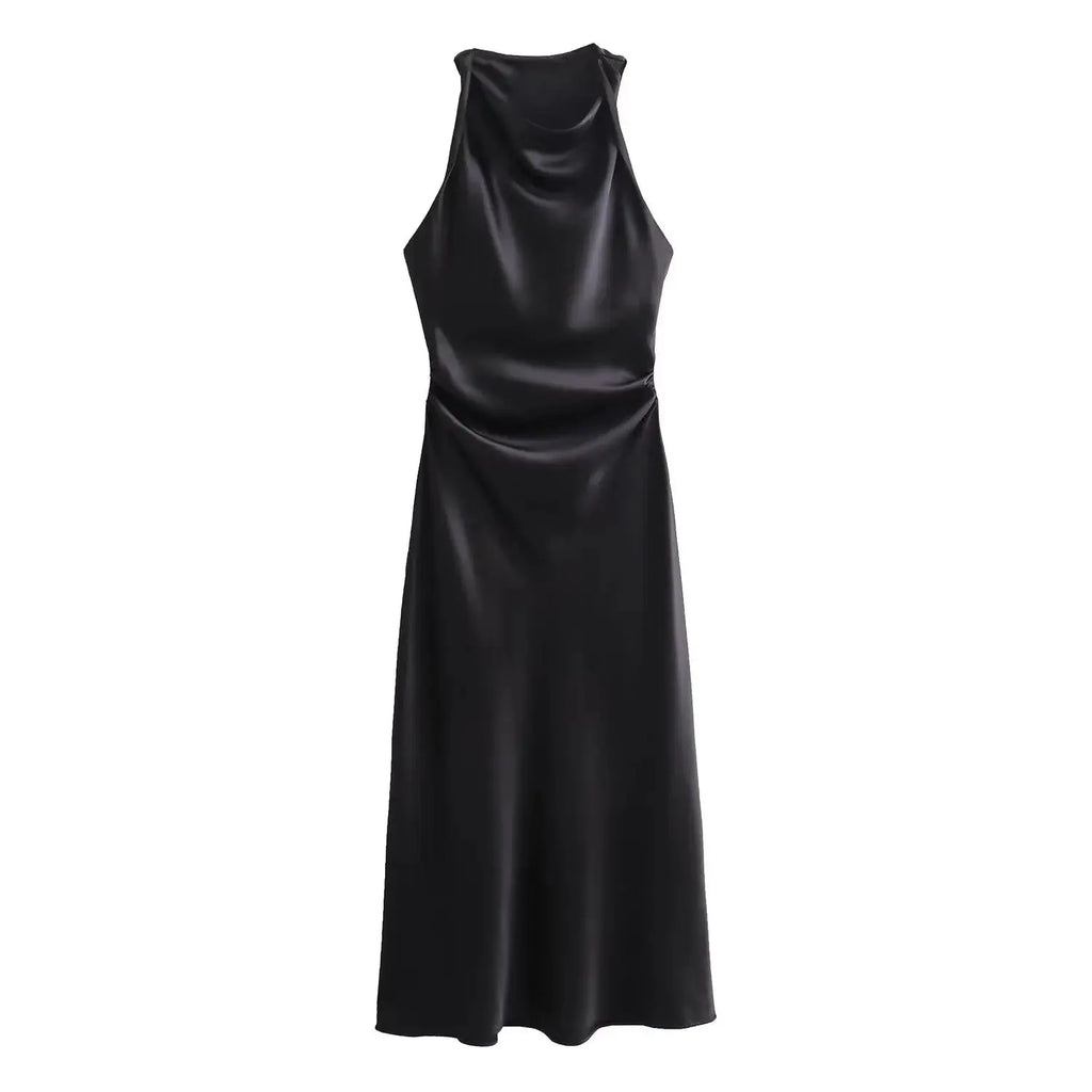 Vestido Selene — Satén Midi de Tirantes