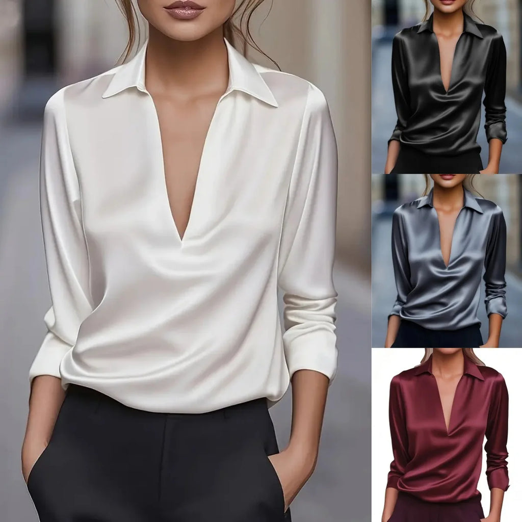 Blusa Lía — Satén con Escote en V