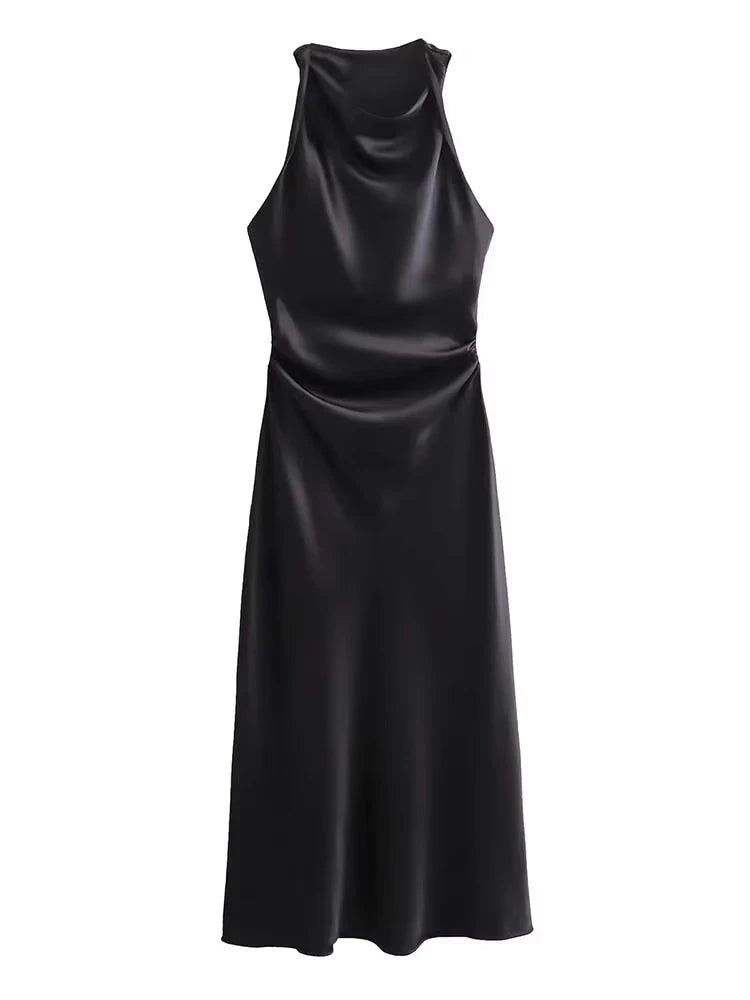 Vestido Selene — Satén Midi de Tirantes