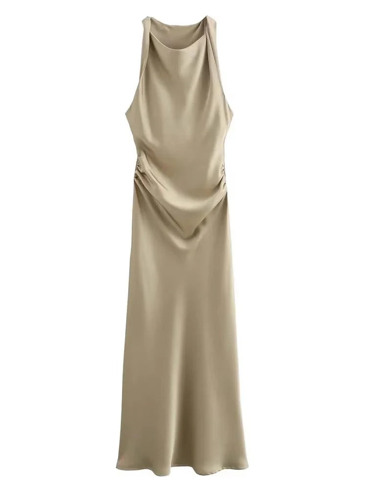 Vestido Selene — Satén Midi de Tirantes