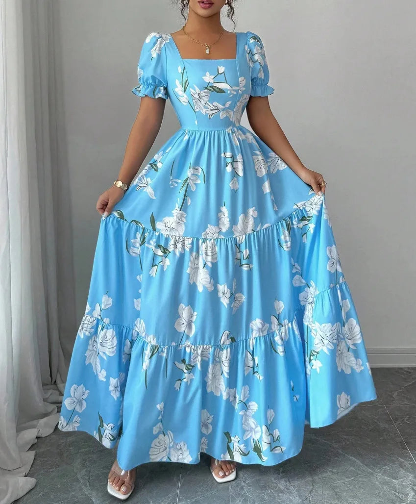 Vestido Ivy — Maxi Floral de Escote Cuadrado