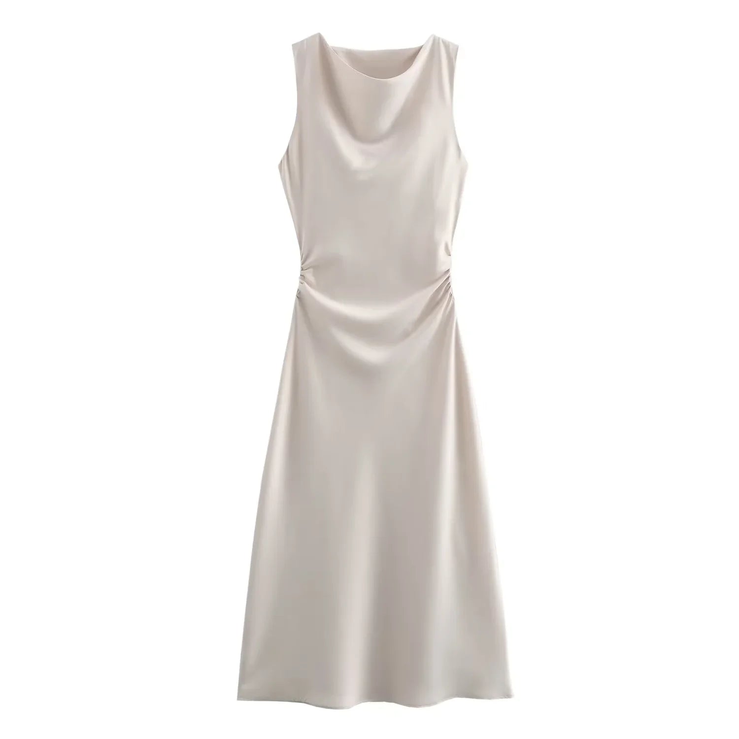Vestido Selene — Satén Midi de Tirantes