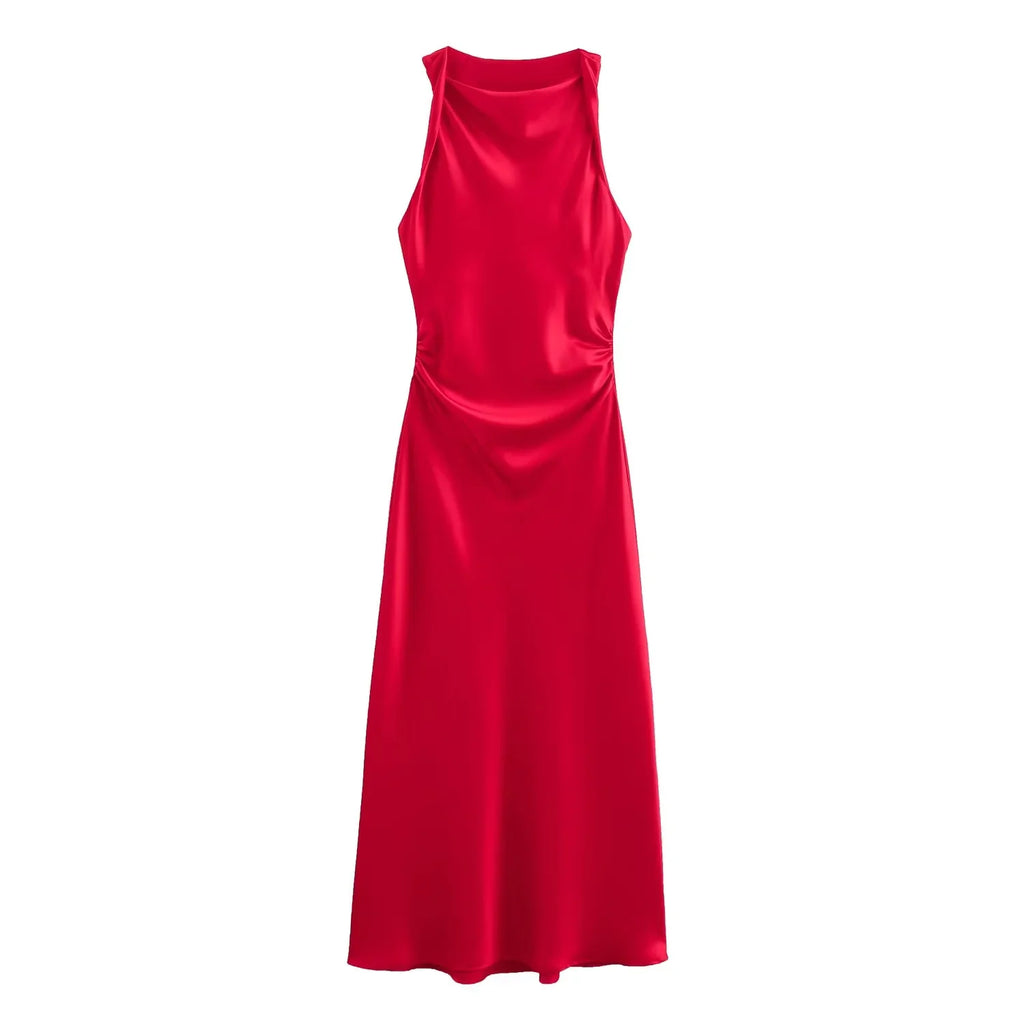 Vestido Selene — Satén Midi de Tirantes