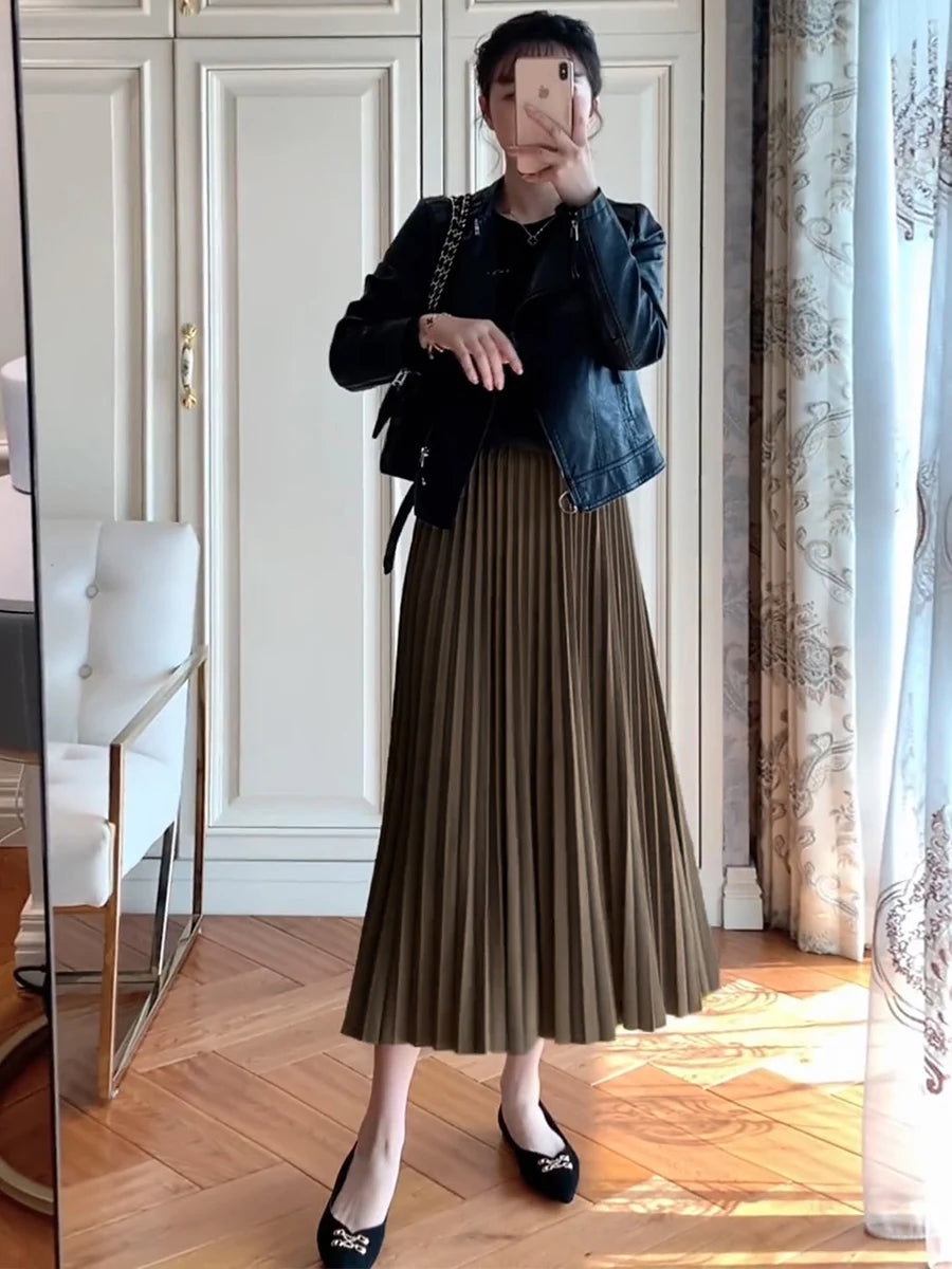 Falda Margot — Plisada Midi de Talle Alto