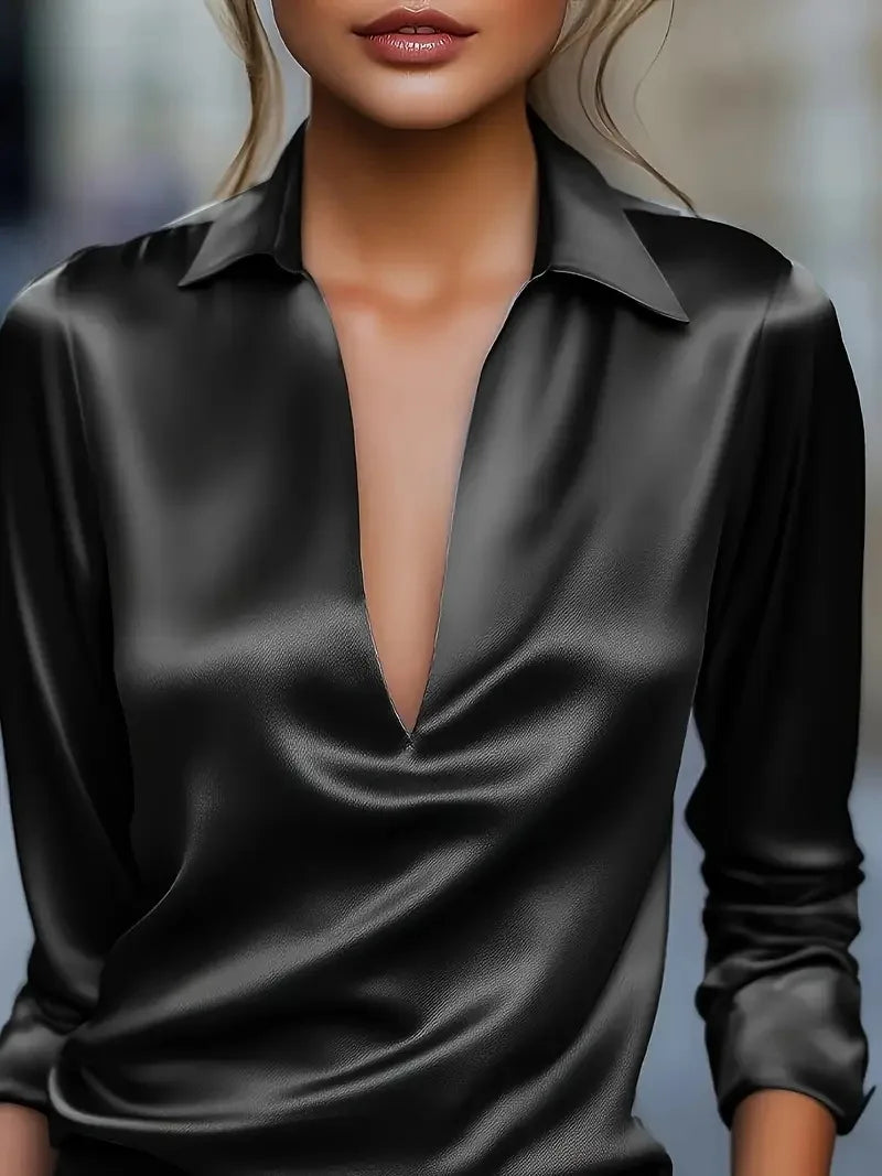 Blusa Lía — Satén con Escote en V