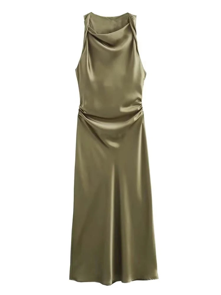 Vestido Selene — Satén Midi de Tirantes