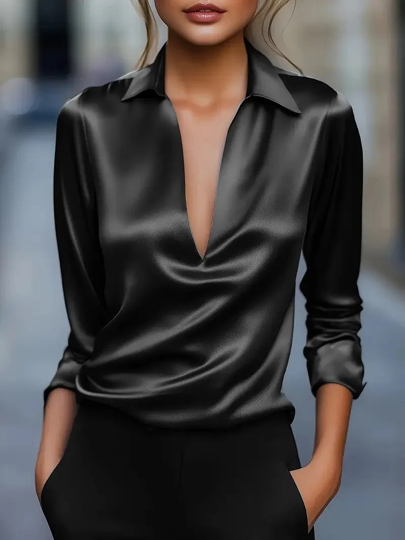 Blusa Lía — Satén con Escote en V