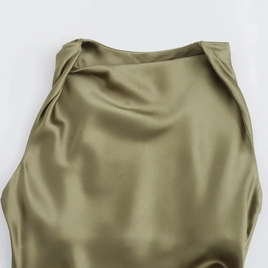 Vestido Selene — Satén Midi de Tirantes
