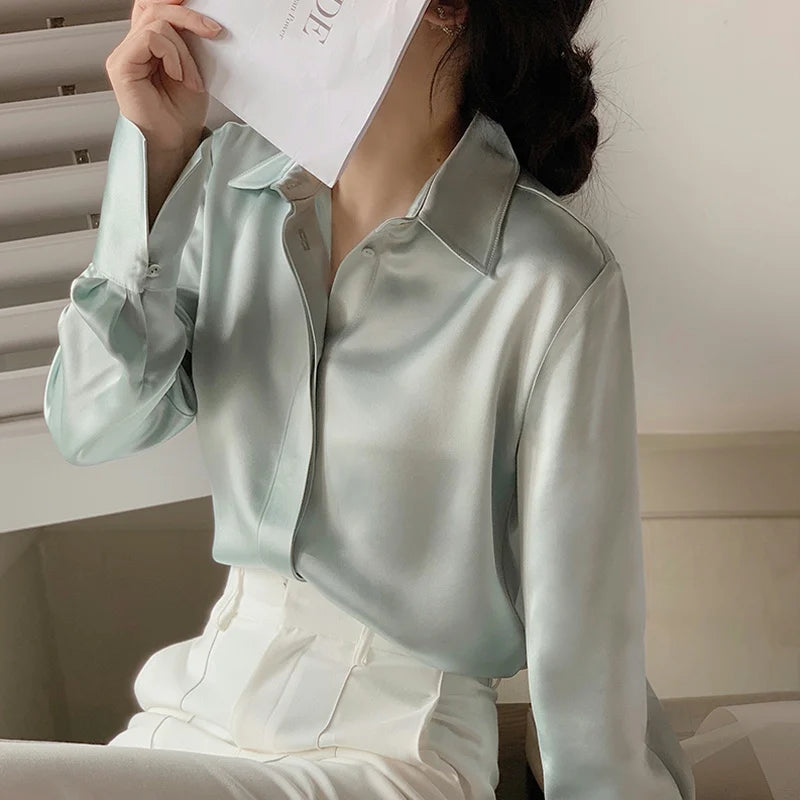 Blusa Margaux — Satén de Manga Larga