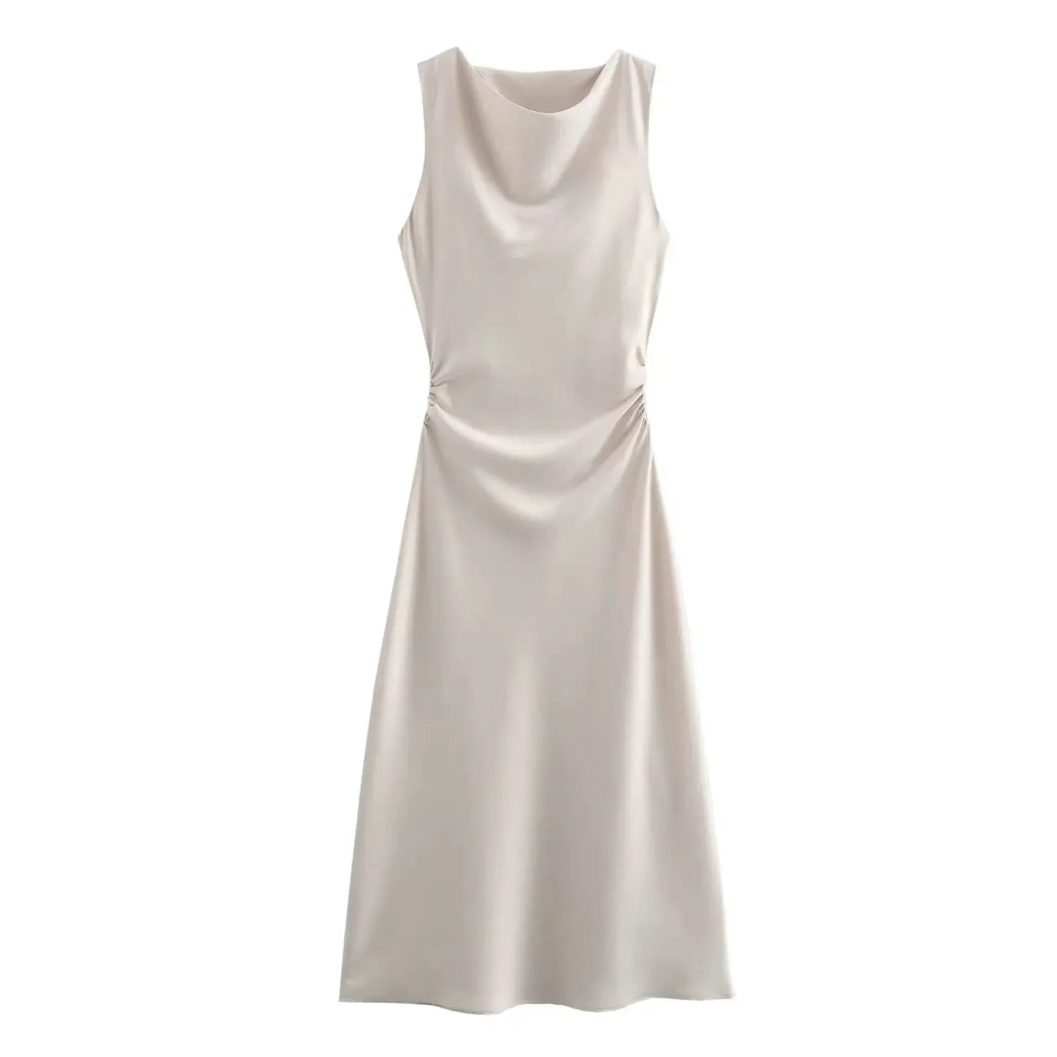 Vestido Selene — Satén Midi de Tirantes