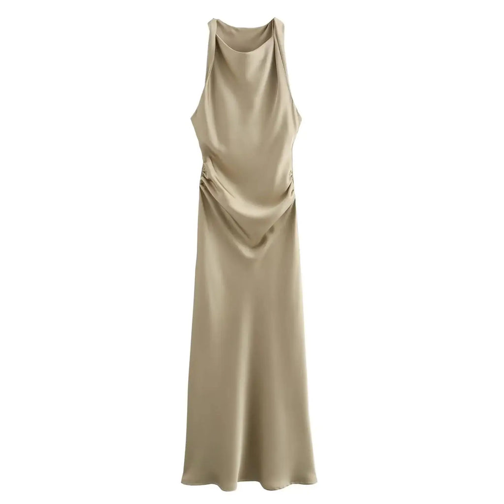 Vestido Selene — Satén Midi de Tirantes