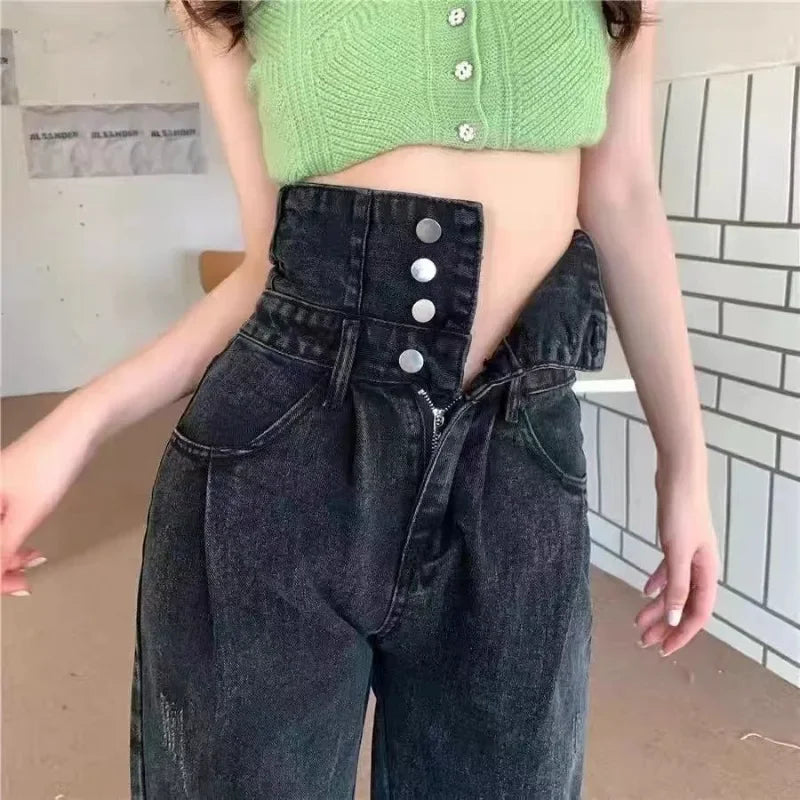 Vaquero Simone de Hermosa: vaquero de talle alto y pierna recta en denim oscuro