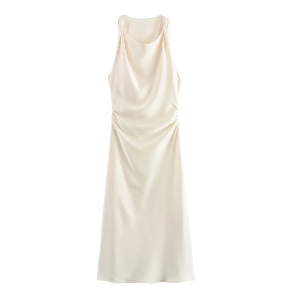 Vestido Selene — Satén Midi de Tirantes