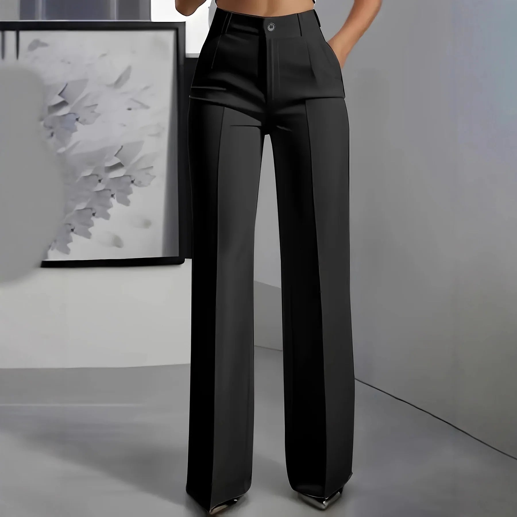 Pantalón Olivia de Hermosa: pantalón recto de talle alto de sastrería en tono neutro