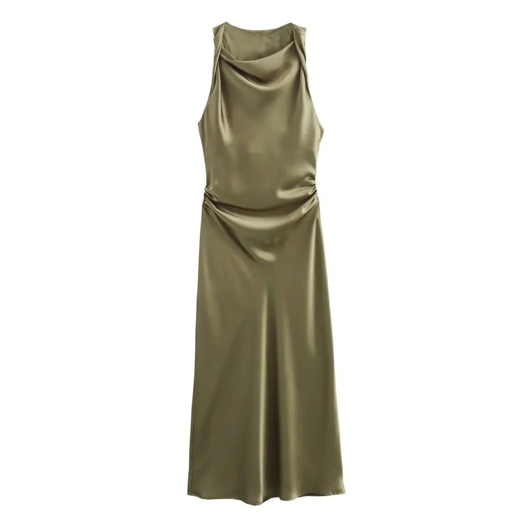 Vestido Selene — Satén Midi de Tirantes