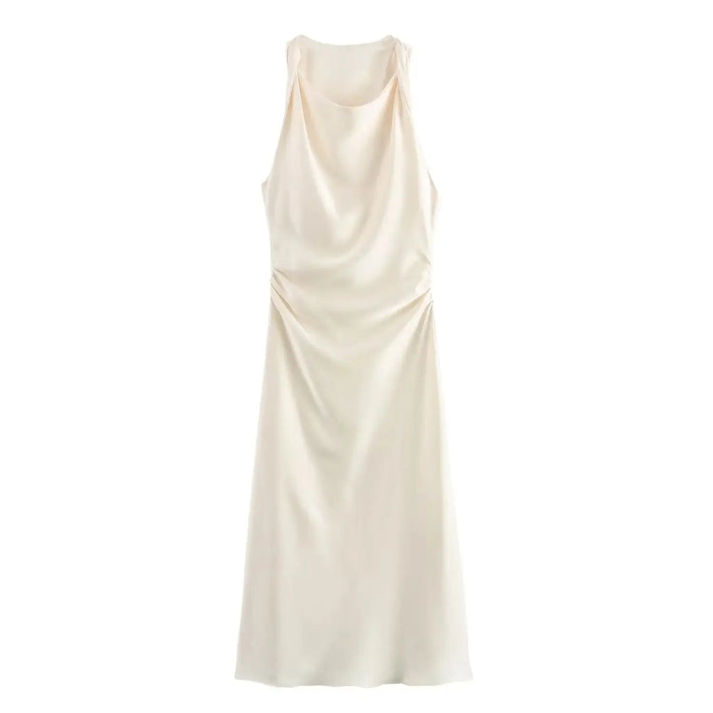Vestido Selene — Satén Midi de Tirantes