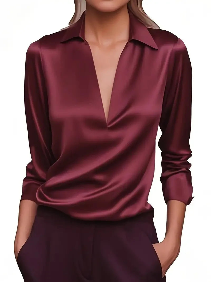 Blusa Lía — Satén con Escote en V