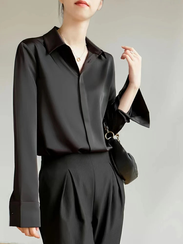 Blusa Margaux — Satén de Manga Larga