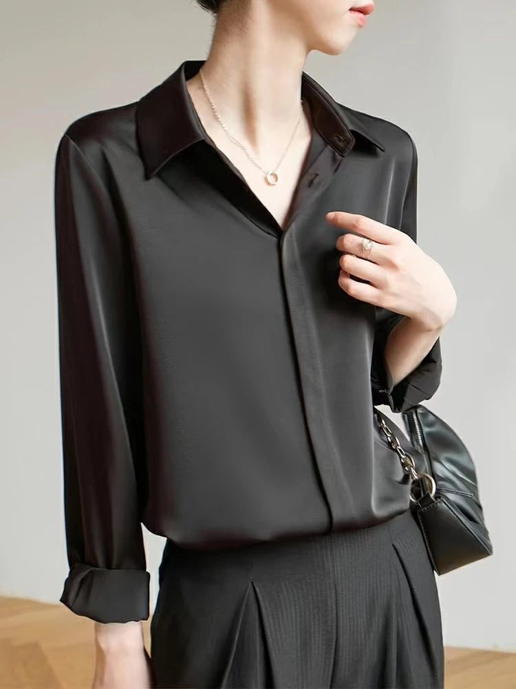 Blusa Margaux — Satén de Manga Larga