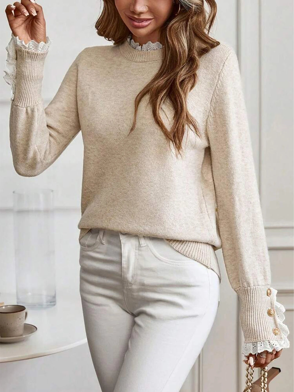 Jersey Clara — Punto con Detalle de Encaje