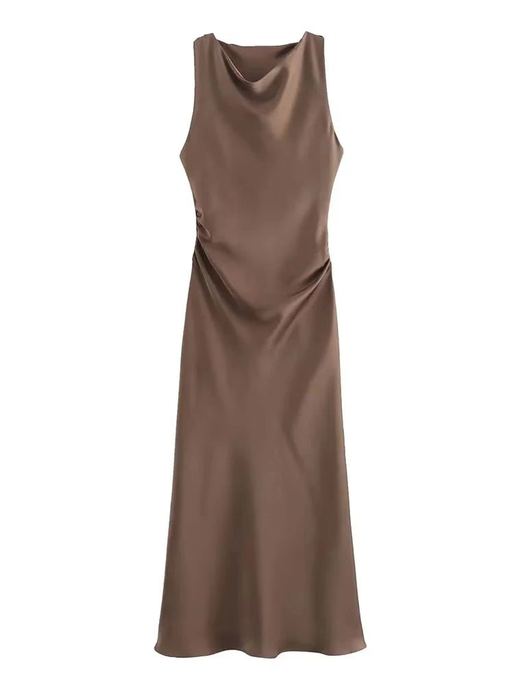 Vestido Selene — Satén Midi de Tirantes