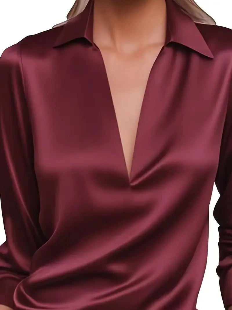 Blusa Lía — Satén con Escote en V