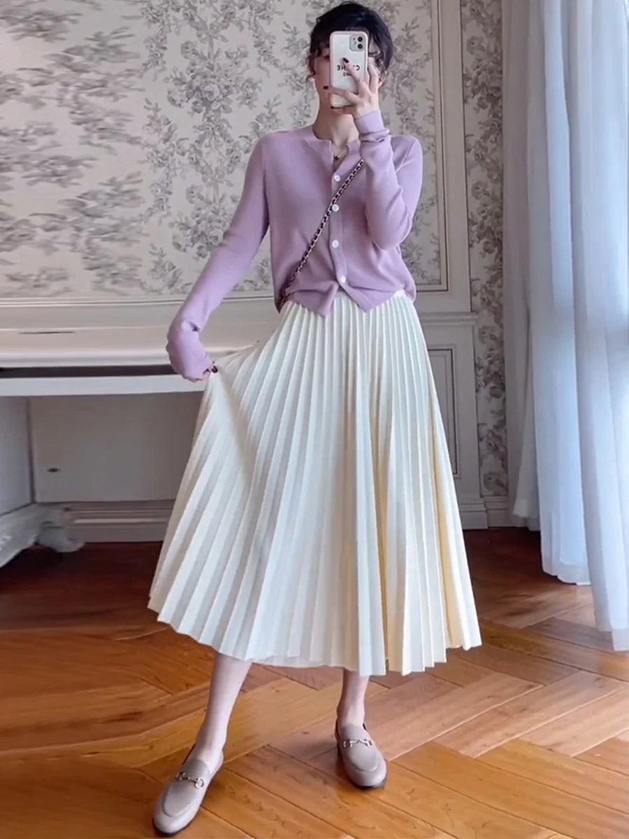 Falda Margot — Plisada Midi de Talle Alto